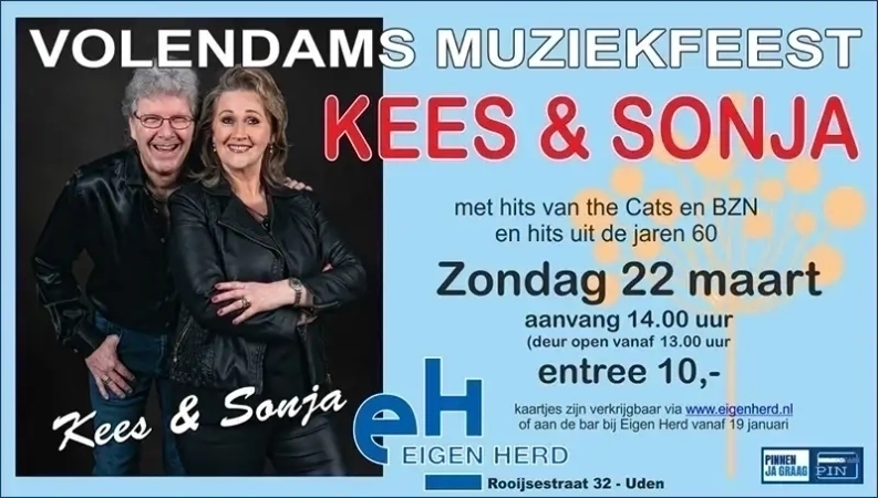 Volendams muziekfeest met Kees & Sonja 22 maart 2026